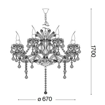 Ideal Lux - Suspension chaîne en cristal NAPOLEON 8xE14/40W/230V d. 67 cm chrome