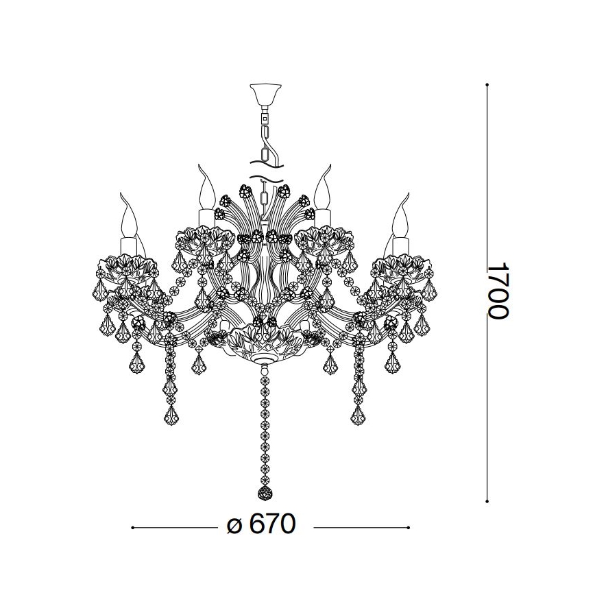 Ideal Lux - Suspension chaîne en cristal NAPOLEON 8xE14/40W/230V d. 67 cm chrome