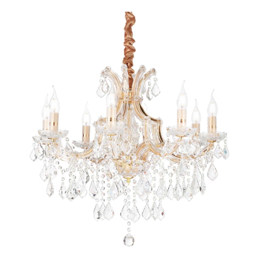 Ideal Lux - Suspension chaîne en cristal NAPOLEON 8xE14/40W/230V d. 67 cm doré