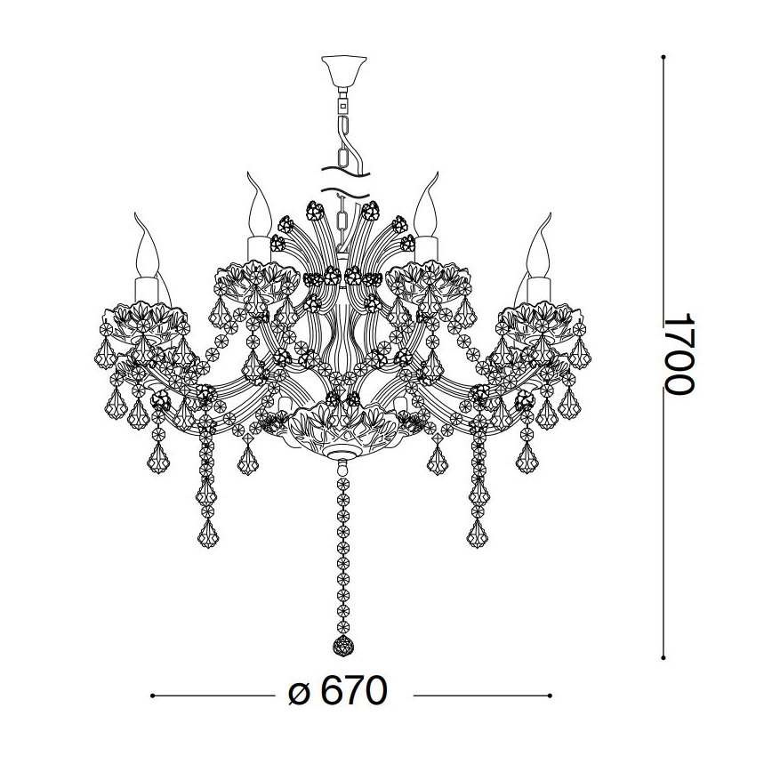 Ideal Lux - Suspension chaîne en cristal NAPOLEON 8xE14/40W/230V d. 67 cm doré