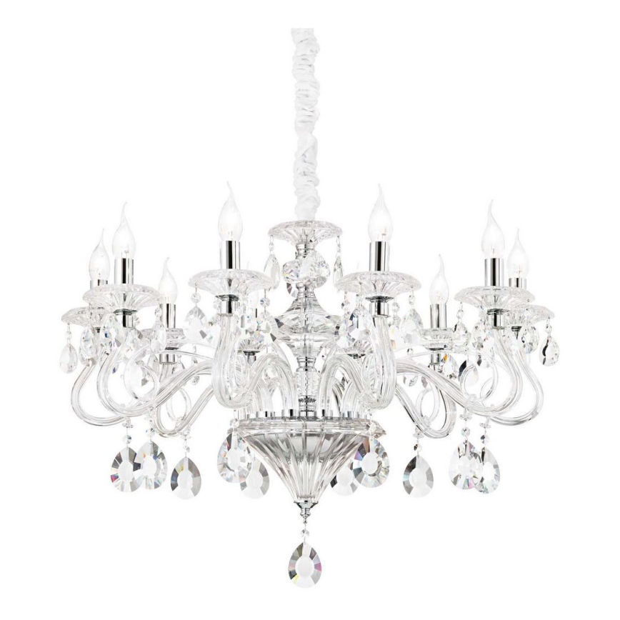 Ideal Lux - Suspension chaîne en cristal NEGRESCO 10xE14/28W/230V d. 85 cm transparent