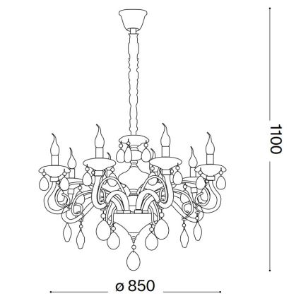 Ideal Lux - Suspension chaîne en cristal NEGRESCO 10xE14/28W/230V d. 85 cm transparent