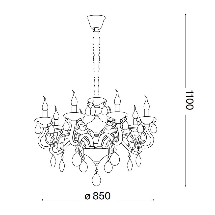 Ideal Lux - Suspension chaîne en cristal NEGRESCO 10xE14/28W/230V d. 85 cm transparent