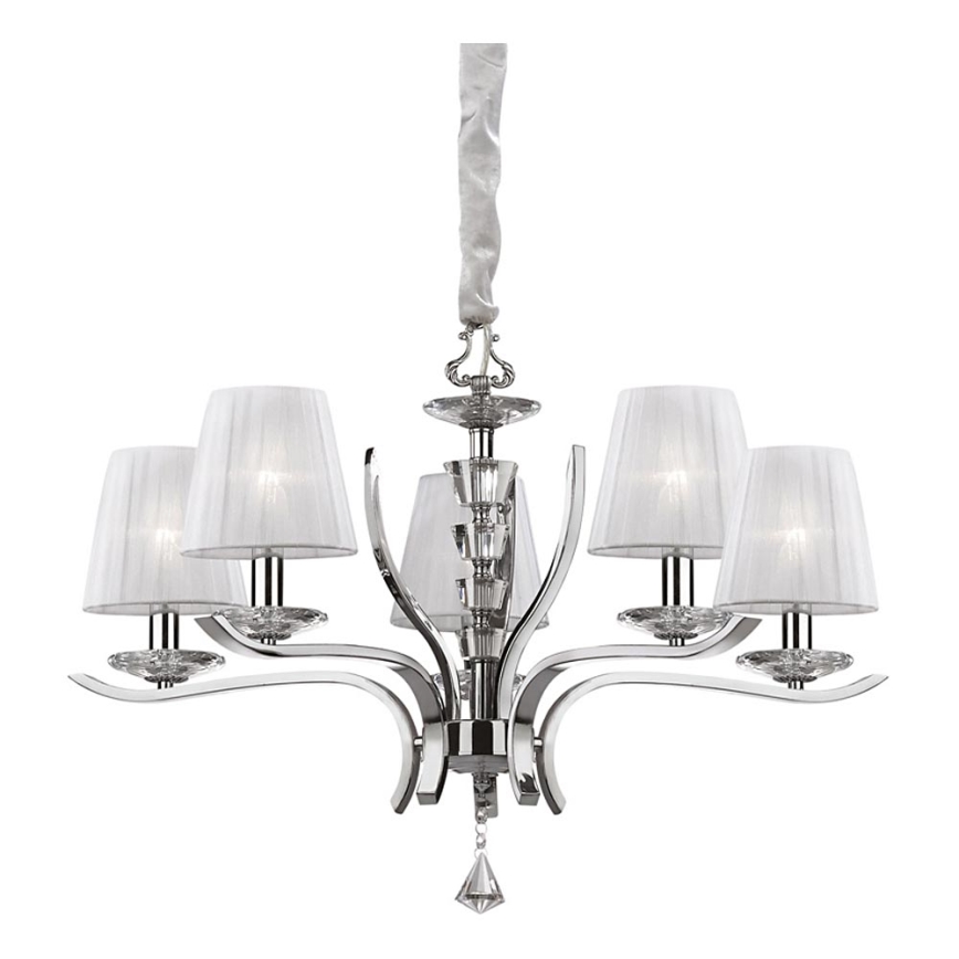 Ideal Lux - Suspension chaîne en cristal PEGASO 5xE14/28W/230V d. 72 cm chrome brillant