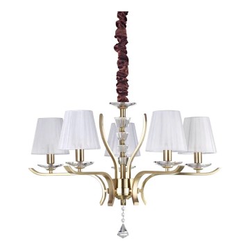 Ideal Lux - Suspension chaîne en cristal PEGASO 5xE14/28W/230V d. 72 cm doré