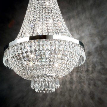 Ideal Lux - Suspension chaîne LED en cristal CAESAR 9xG9/3W/230V d. 45 cm chrome brillant