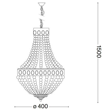 Ideal Lux - Suspension chaîne MONET 5xE14/40W/230V d. 40 cm chanvre/blanc