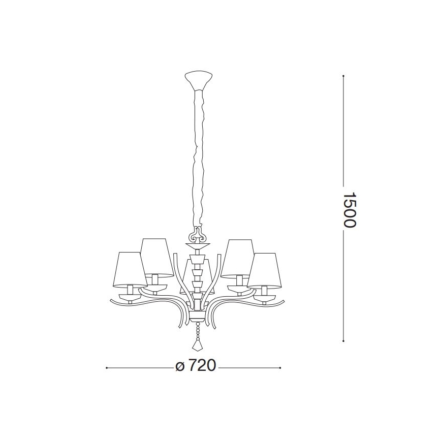 Ideal Lux - Suspension chaîne en cristal PEGASO 5xE14/28W/230V d. 72 cm doré