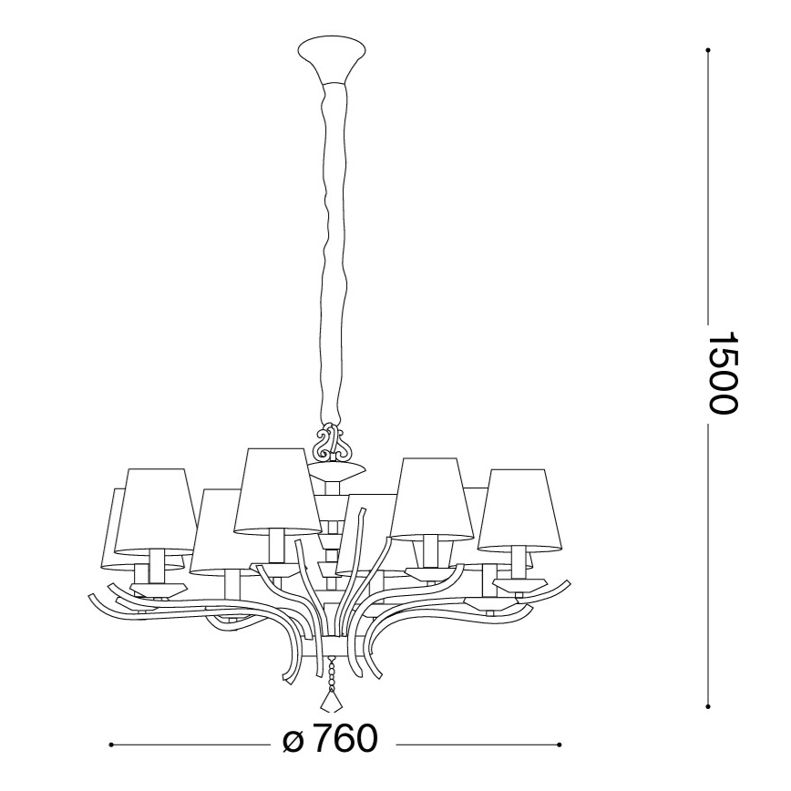 Ideal Lux - Suspension chaîne en cristal PEGASO 8xE14/28W/230V d. 76 cm chrome brillant
