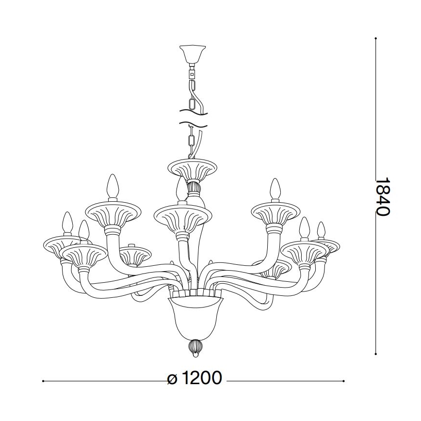 Ideal Lux - Suspension filaire BRIGITTA 12xE14/40W/230V d. 120 cm laiton