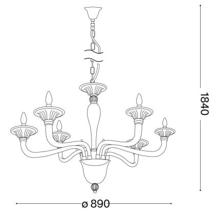 Ideal Lux - Suspension filaire BRIGITTA 8xE14/40W/230V d. 89 cm laiton
