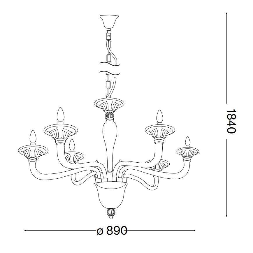 Ideal Lux - Suspension filaire BRIGITTA 8xE14/40W/230V d. 89 cm laiton
