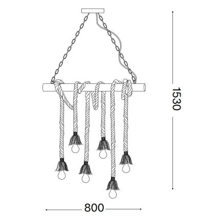 Ideal Lux - Suspension filaire CANAPA 6xE27/15W/230V marron