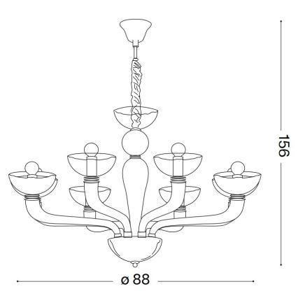 Ideal Lux – Suspension filaire CASANOVA 8×E14/40W/230V