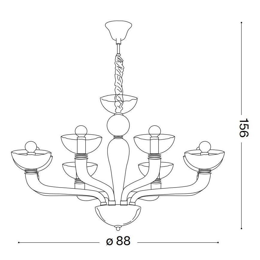 Ideal Lux – Suspension filaire CASANOVA 8×E14/40W/230V
