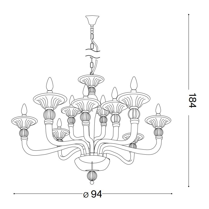 Ideal Lux - Suspension filaire DANIELI 12xE14/40W/230V d. 94 cm laiton