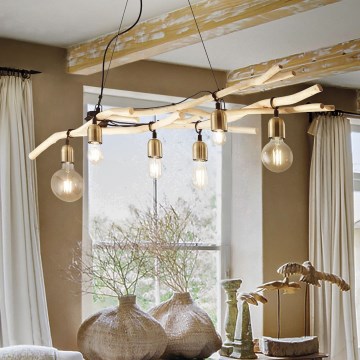 Ideal Lux - Suspension filaire DRIFTWOOD 6xE27/60W/230V goyave