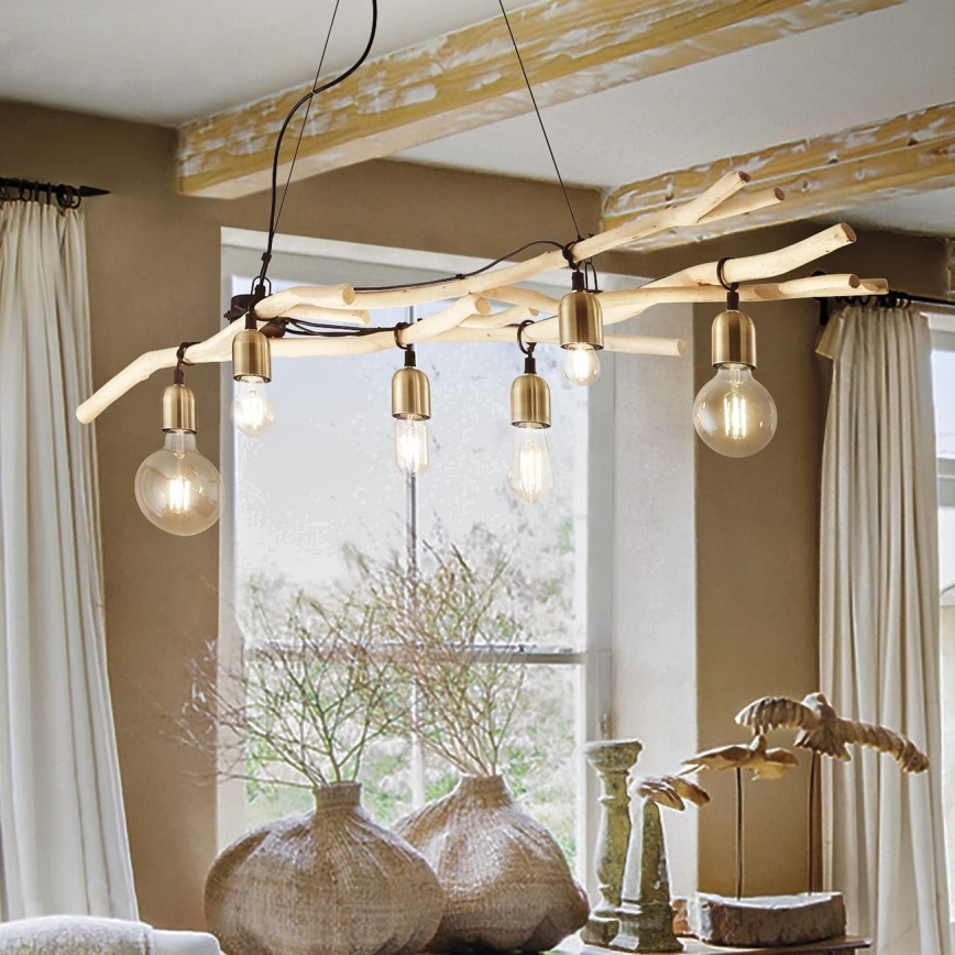Ideal Lux - Suspension filaire DRIFTWOOD 6xE27/60W/230V goyave