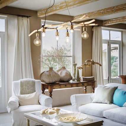 Ideal Lux - Suspension filaire DRIFTWOOD 6xE27/60W/230V goyave