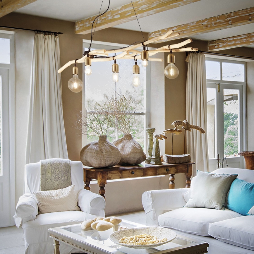 Ideal Lux - Suspension filaire DRIFTWOOD 6xE27/60W/230V goyave