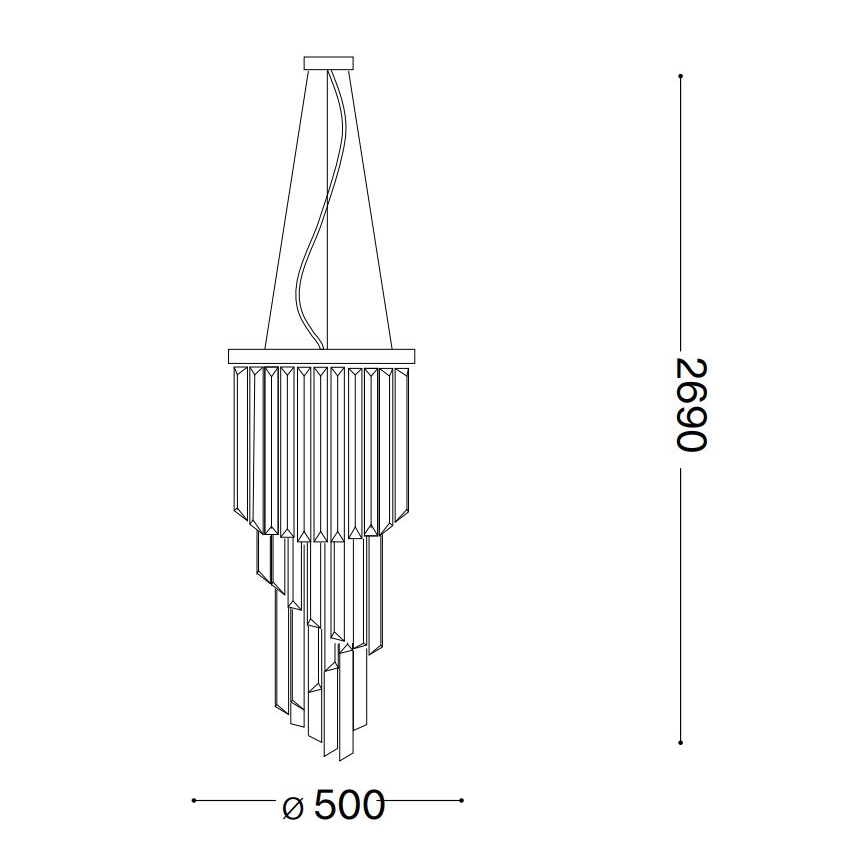 Ideal Lux - Suspension filaire en cristal CARLTON 12xE14/40W/230V d. 50 cm doré