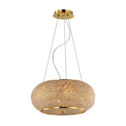Ideal Lux - Suspension filaire en cristal PASHA 10xE14/40W/230V d. 55 cm doré