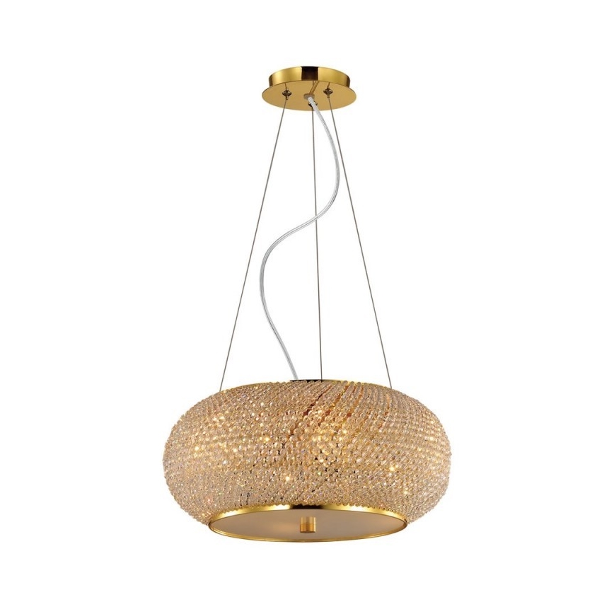 Ideal Lux - Suspension filaire en cristal PASHA 10xE14/40W/230V d. 55 cm doré