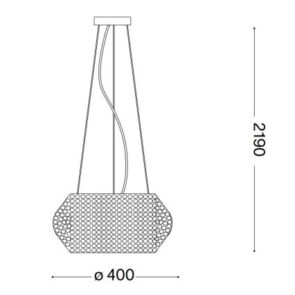 Ideal Lux - Suspension filaire en cristal PASHA 6xE14/40W/230V d. 40 cm doré