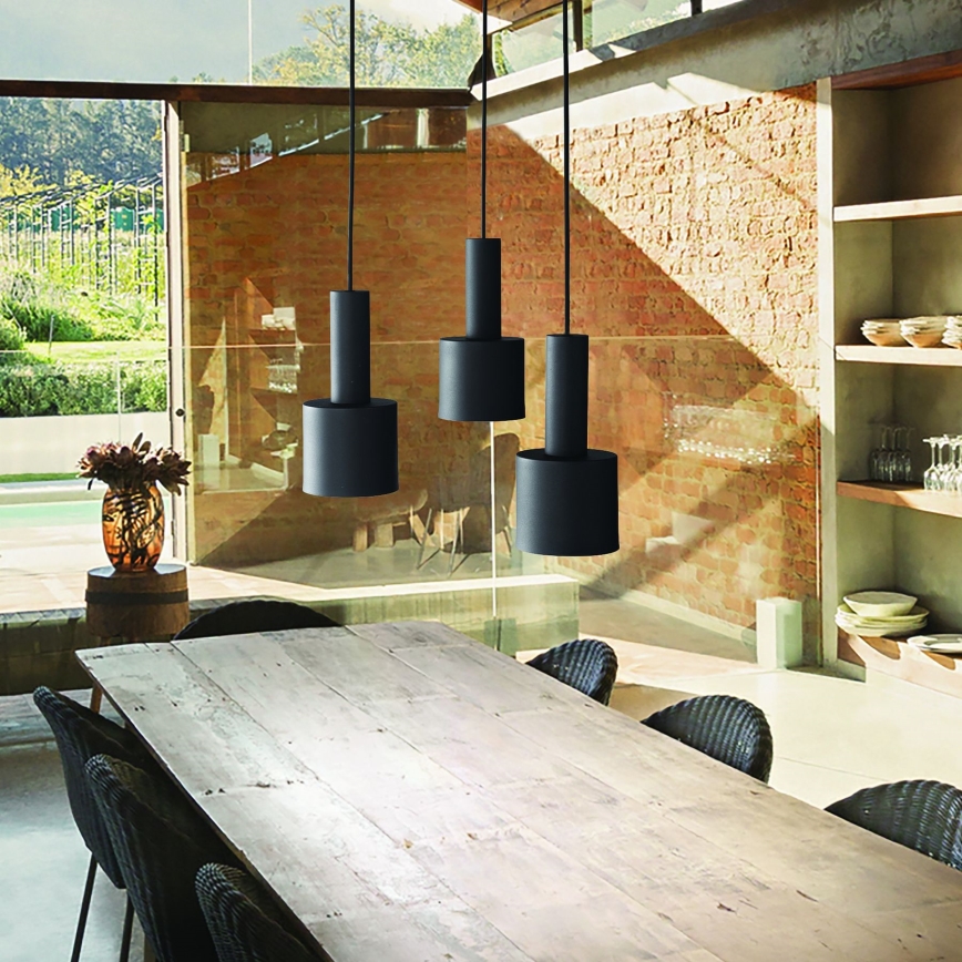 Ideal Lux - Suspension filaire HOLLY 3xE27/60W/230V araignée noir