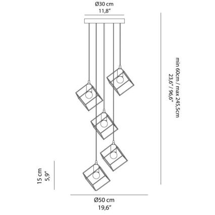 Ideal Lux - Suspension filaire ICE 5xE27/60W/230V d. 50 cm blanc