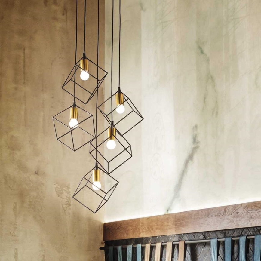 Ideal Lux - Suspension filaire ICE 5xE27/60W/230V d. 50 cm noir