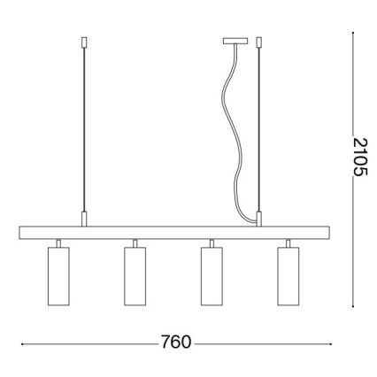Ideal Lux - Suspension filaire LED DYNAMITE 4xGU10/7W/230V CRI 90 noir/laiton