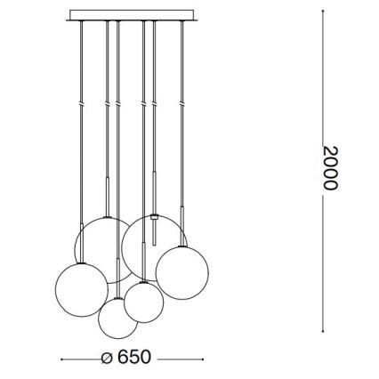 Ideal Lux - Suspension filaire LED EQUINOXE 6xG4/2W/230V d. 65 cm laiton/fumé