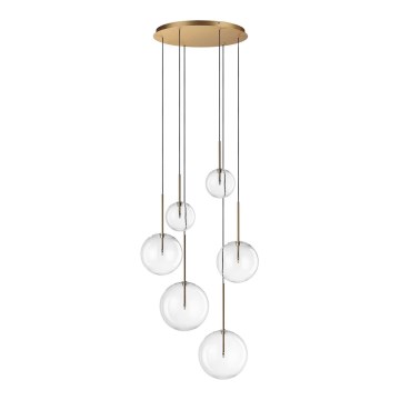 Ideal Lux - Suspension filaire LED EQUINOXE 6xG4/2W/230V d. 65 cm laiton/transparent