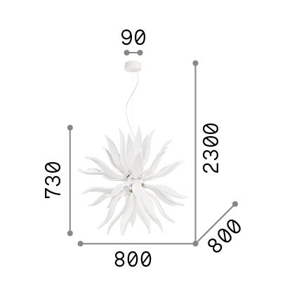 Ideal Lux - Suspension filaire LED LEAVES 12xG9/3W/230V d. 80 cm blanc