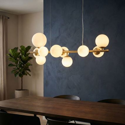 Ideal Lux - Suspension filaire LED PERLAGE 10xG9/3W/230V 81 cm doré/blanc
