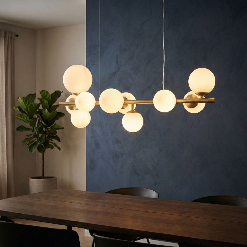 Ideal Lux - Suspension filaire LED PERLAGE 10xG9/3W/230V 81 cm doré/blanc