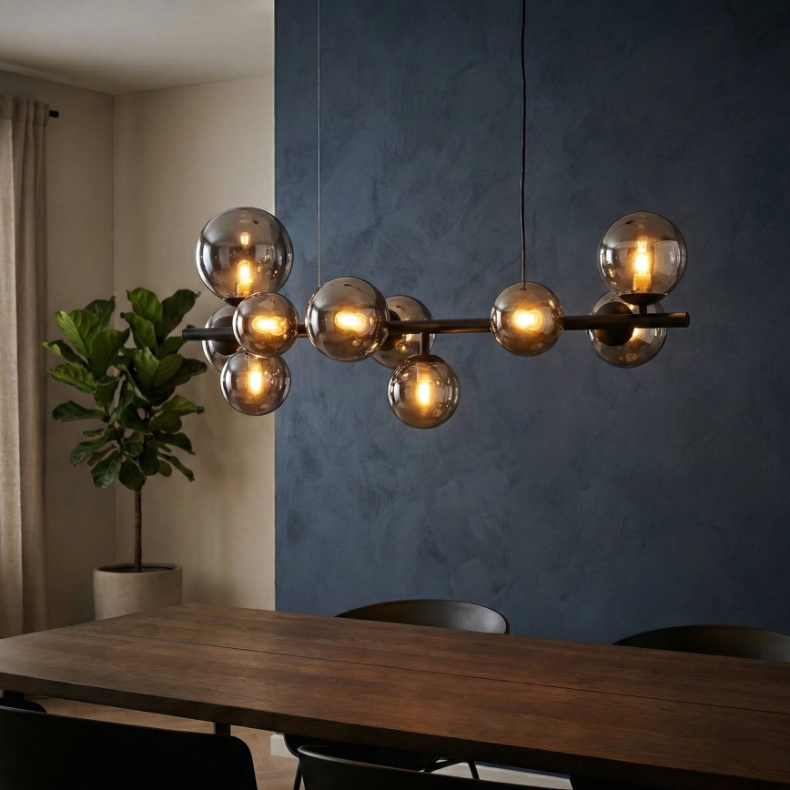 Ideal Lux - Suspension filaire LED PERLAGE 10xG9/3W/230V 81 cm noir/fumé