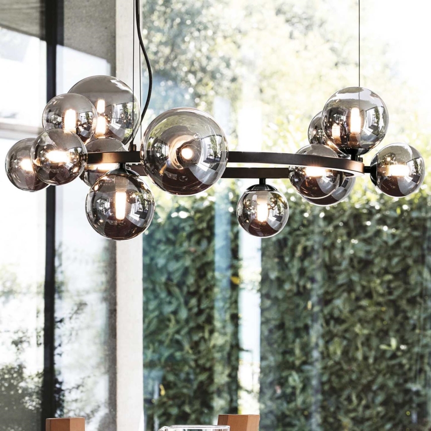 Ideal Lux - Suspension filaire LED PERLAGE 11xG9/3W/230V d. 73 cm noir/fumé