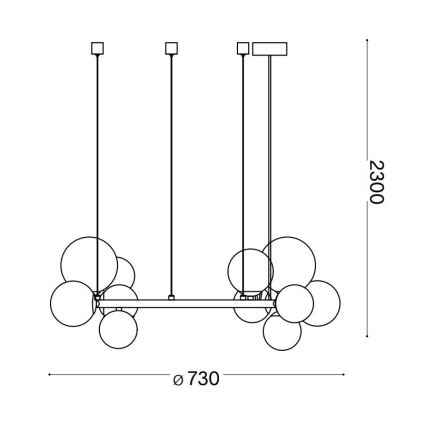 Ideal Lux - Suspension filaire LED PERLAGE 11xG9/3W/230V d. 73 cm noir/fumé