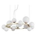 Ideal Lux - Suspension filaire LED PERLAGE 14xG9/3W/230V d. 85 cm doré/blanc