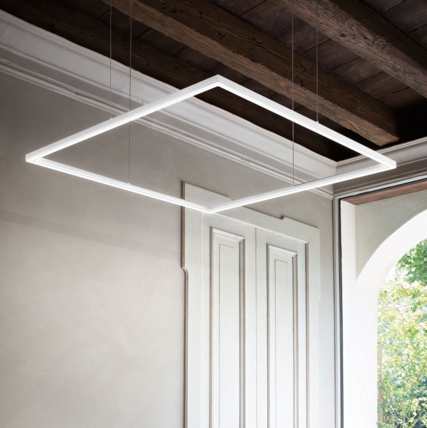 Ideal Lux - Suspension filaire ORACLE SLIM LED/41W/230V 3000K 70x70 cm blanc