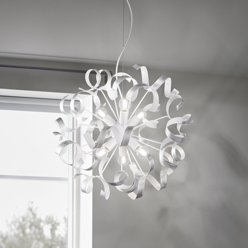 Ideal Lux - Suspension filaire VORTEX 6xE14/40W/230V d. 53 cm argent/patine