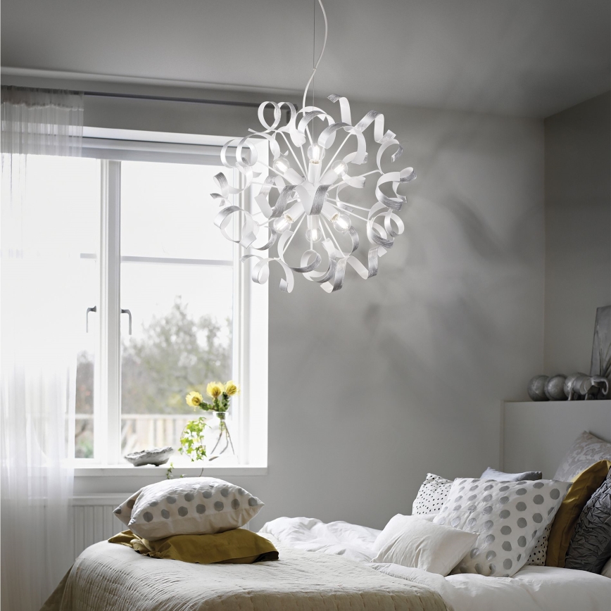 Ideal Lux - Suspension filaire VORTEX 6xE14/40W/230V d. 53 cm argent/patine