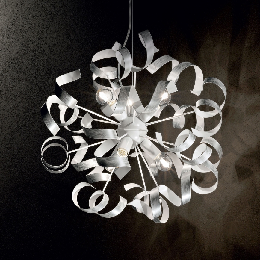Ideal Lux - Suspension filaire VORTEX 6xE14/40W/230V d. 53 cm argent/patine