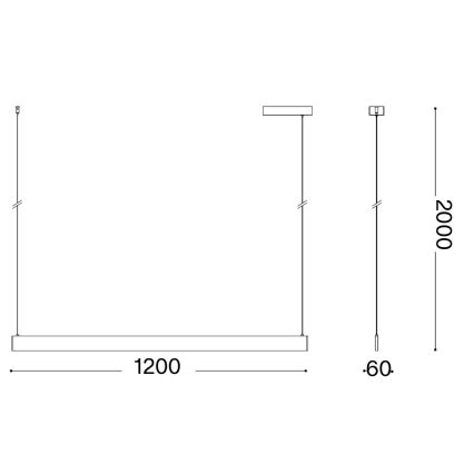 Ideal Lux - Suspension LED à câble DESK ACCENT LED/36W/230V CRI 90 120 cm noire