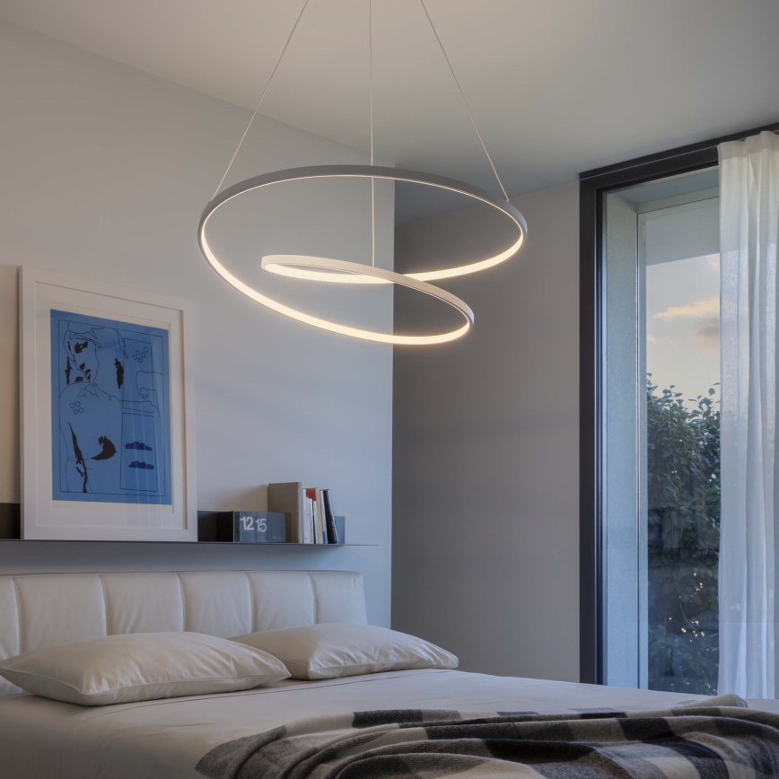 Ideal Lux - Suspension LED dimmable sur câble OZ LED/55W/230V, Ø 80 cm, IRC 90, blanc