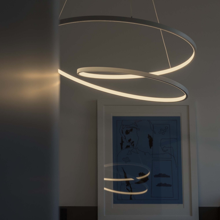 Ideal Lux - Suspension LED dimmable sur câble OZ LED/55W/230V, Ø 80 cm, IRC 90, blanc