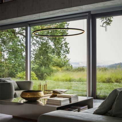 Ideal Lux - Suspension LED sur câble ORACLE SLIM LED 29 W / 230 V 2700 K IRC 90 Ø 50 cm noir