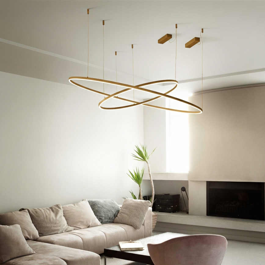 Ideal Lux - Suspension LED sur câble ORACLE SLIM LED/29W/230V 3000K CRI 90 Ø 50 cm dorée